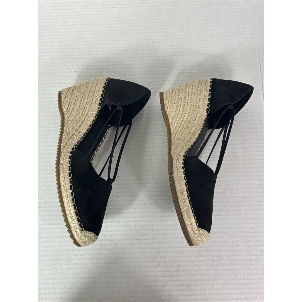 Eileen Fisher Women's 9 Yasmin Tumbled Nubuck Espadrille‎ Wedge Shoes Black EUC